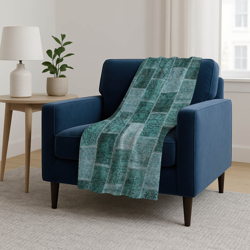 Jeté patchwork Addison Sherpa ASB772, Sarcelle