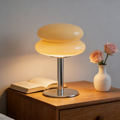 11"H Modern Minimalist Double-Tier Burger Table Lamp with Bulb