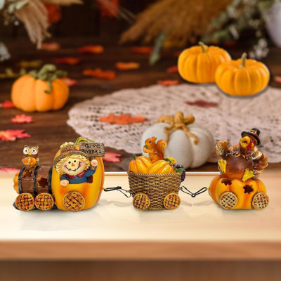 Train de l'Action de grâce, décor de l'Action de grâce à DEL pour la table, Figurines de dinde, centre de table éclairé, automne, récolte