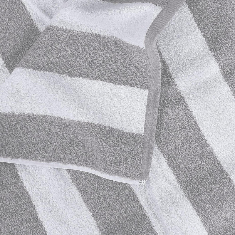 4 Pack Cabana Stripe Beach Towel, Oversized 100% Ringspun Cotton Pool Towels, Highly Absorbent Bath Towels For Bathroom, Gray
