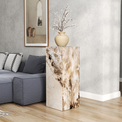 Square Faux Marble and Concrete End Table