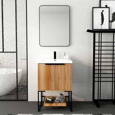 Meuble-lavabo autoportant avec lavabo en résine