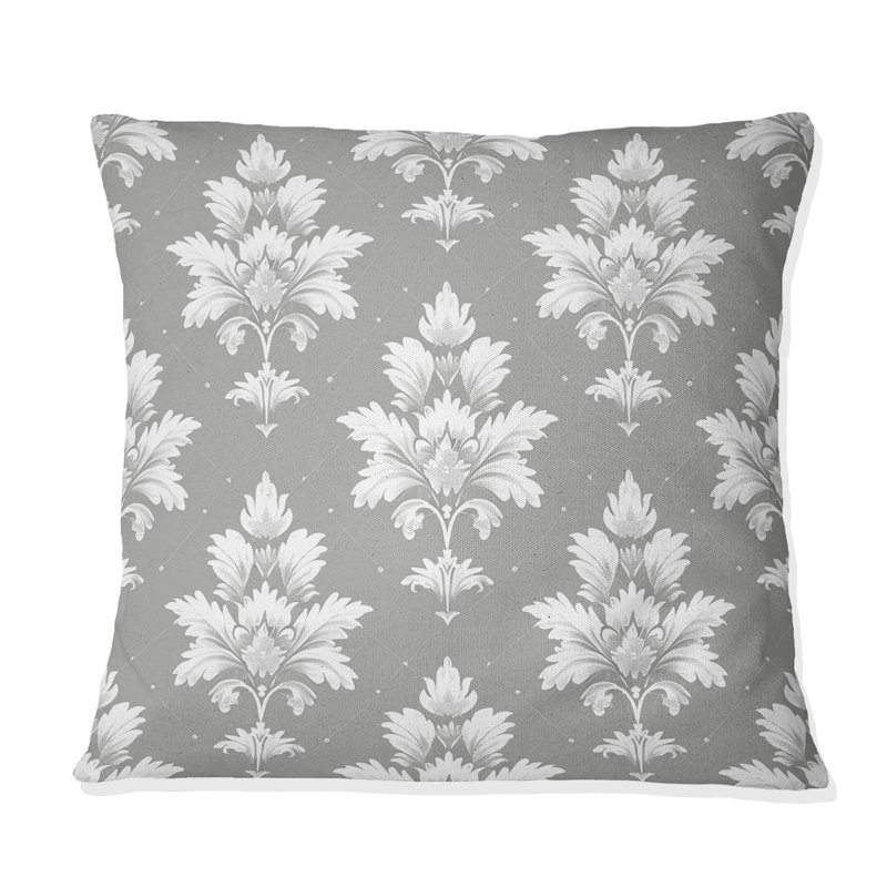 Coussin décoratif gris et blanc à motif argyle I, H 18 po x l 18 po