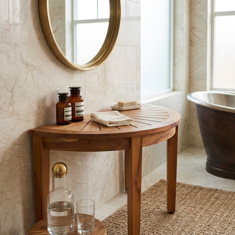 The Original 31.5" Half-Moon Teak Shower Bench