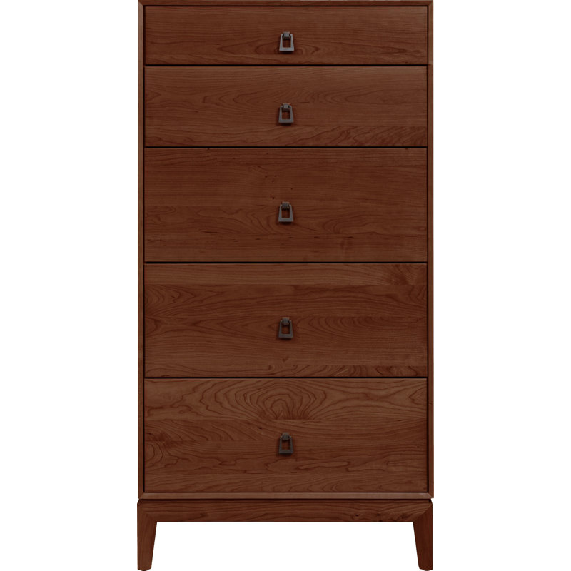 Commode 5 tiroirs Mansfield, Cerise cognac, H 51,38 po x l 26,88 po x P 18 po
