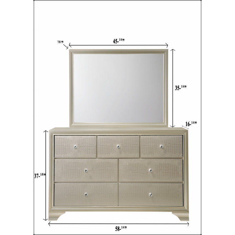Commode 7 tiroirs Modern Glam, Champagne
