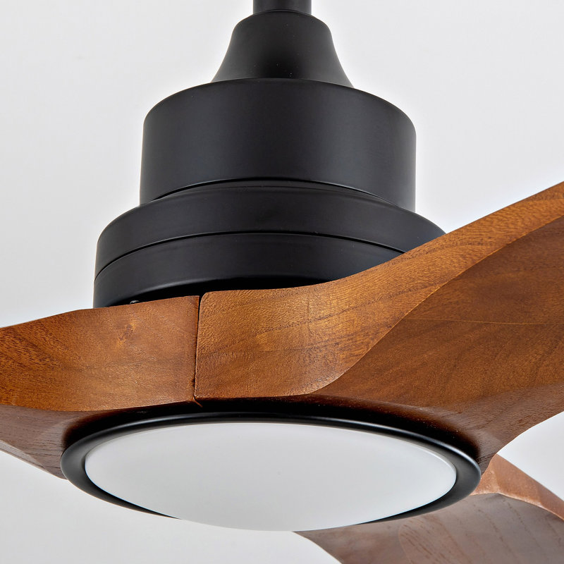 Wood Ceiling Fan With 3 Solid Wood Blades Remote Control Reversible DC Motor For Living Room, 42.03" Wide