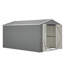 Remise de rangement extérieure 8 x 12 pi, grand rangement pour outils en métal avec cadre en aluminium et portes verrouillables, rangement pour la cour de jardin, gris