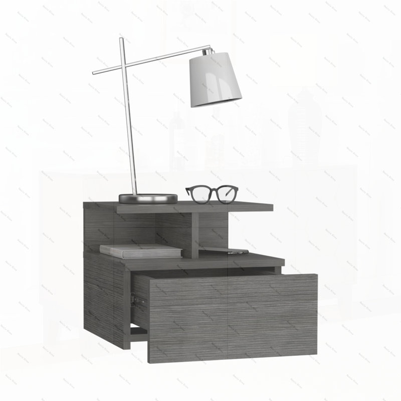 Adele Floating Nightstand with Drawer and Open Storage Shelves