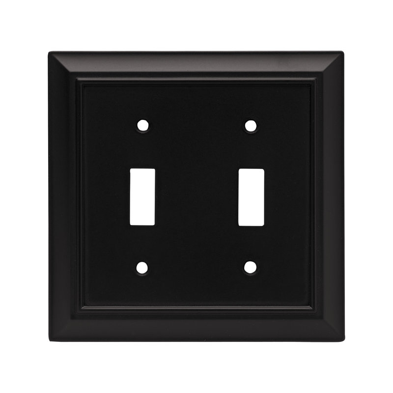 Architectural 2-Gang Toggle Light Switch Wall Plate, Matte Black