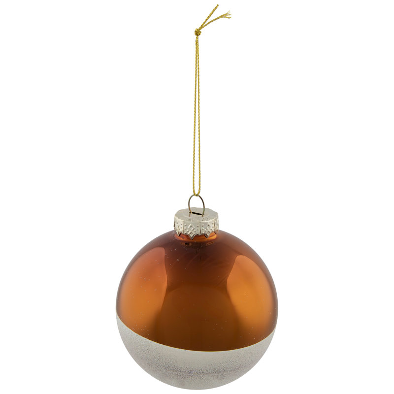 Ornement boule de Noël en verre blanc et or brillant