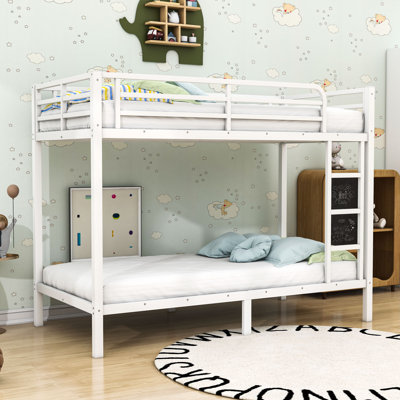 Metal Frame Bunk Bed With Slats And Ladder
