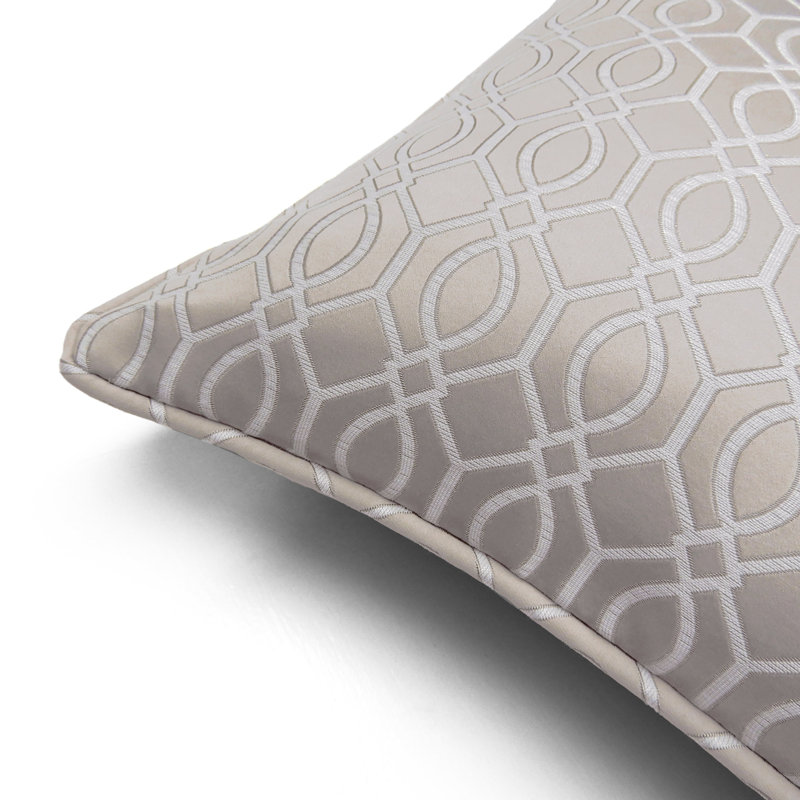 Frankford Geometric Square Throw Cushion, Stone, Feathers