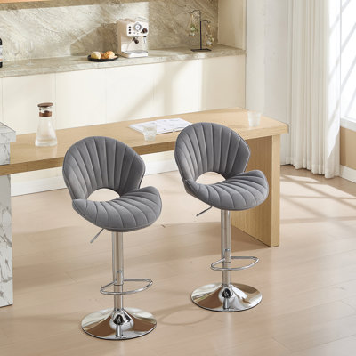 Ensemble de 2 tabourets de bar à hauteur réglable avec similicuir, pivotant, dossier et repose-pieds pour plus de confort et de style