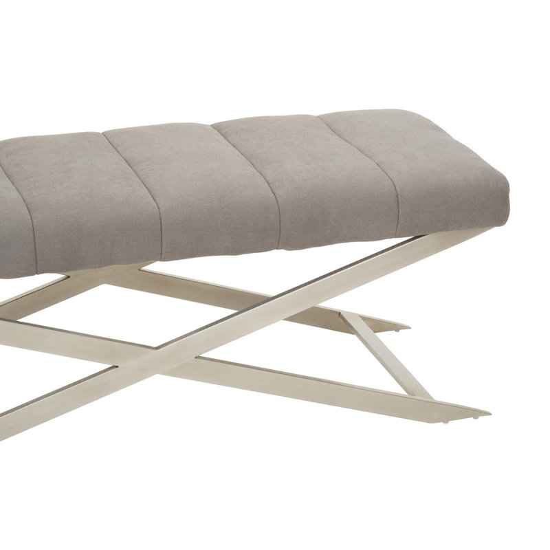 Balgobin Polyester Blend Upholstered Bench, Grey/Brushed Silver