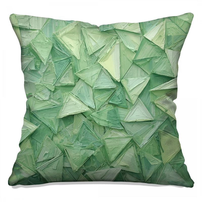 Coussins géométriques triangulaires verts, 18 po x 18 po