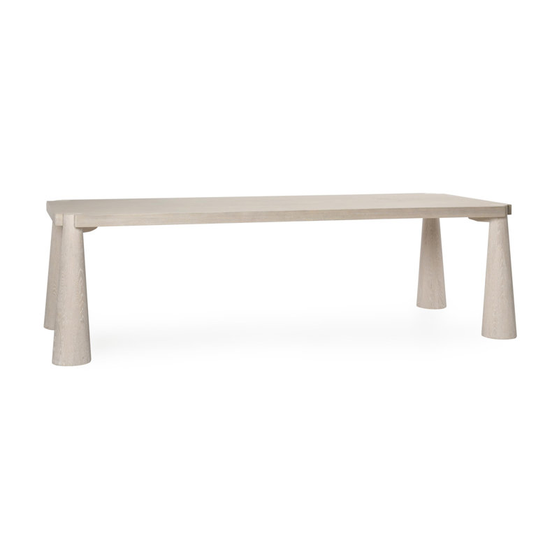 Atrop 102" Oak Wood Dining Table, Beige