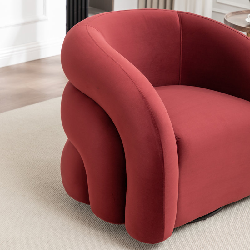 Fauteuil demi-tonneau rembourré et pivotant, Rouge