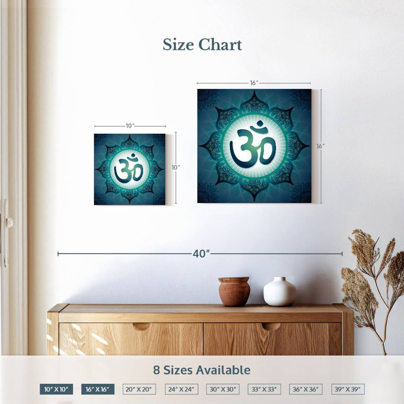 Symbole du javetta Lotus Mandala Om, H 10 po x l 10 po