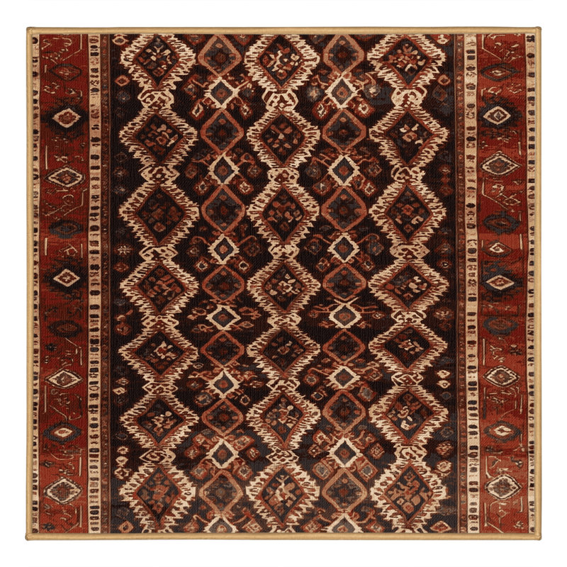 Tapis brun lavable à la machine, Carré 8 pi