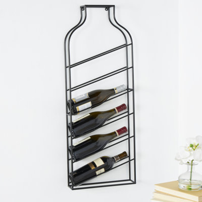 6 Bottle Wall Mounted Wine Bottle Rack in Black