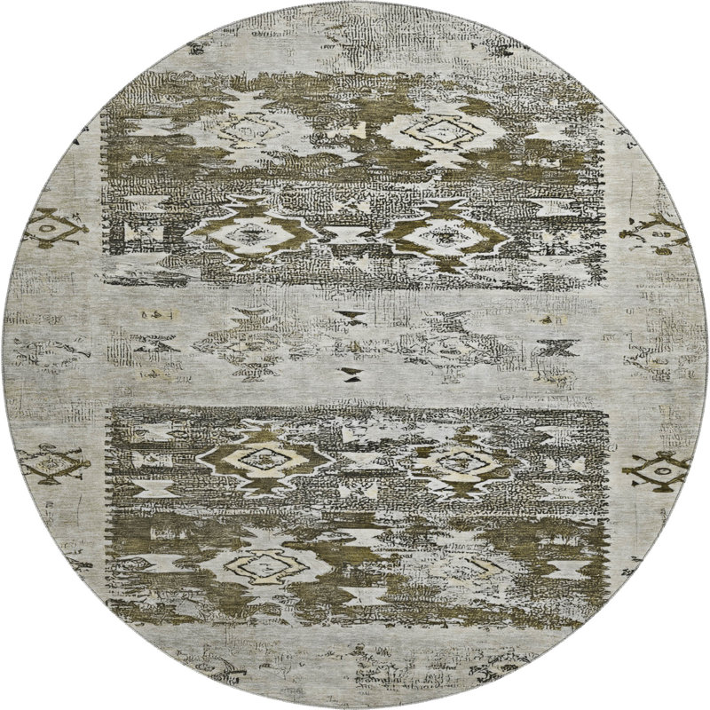 Premium Machine Washable Honig AMF1662 Global Rug, Round 8'