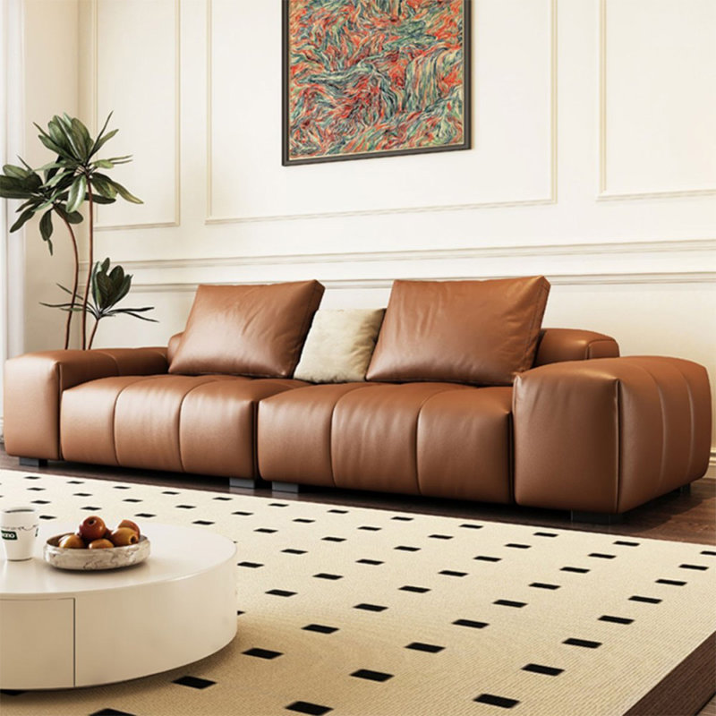 Canapé modulaire orange en cuir véritable, Orange