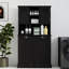Grande armoire de salle de bain à deux compartiments inclinable avec panier à linge et 2 tablettes réglables - noir-272757097