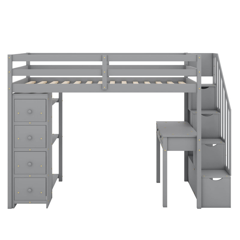 Latitude Run® Twin Loft Bed With Drawers,Desk And Stairs - Wayfair Canada
