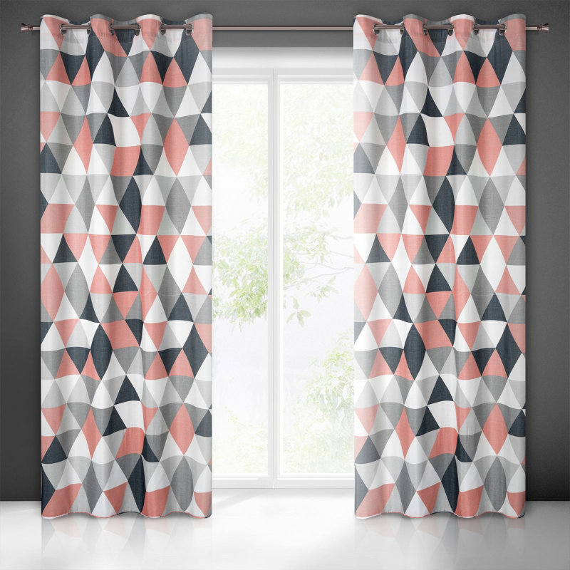 Medora Semi Sheer Curtains Single Panel, Dark Rose