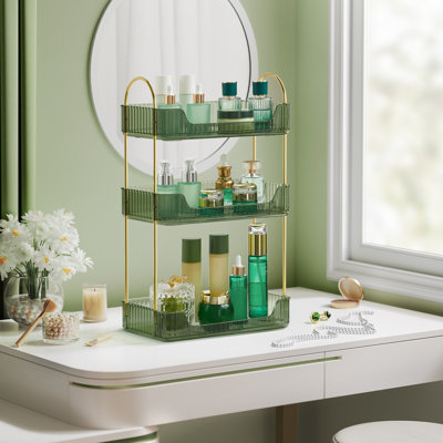 Makeup Organizer, 3-Tier Skincare Organizer Countertop, Customizable, 2 Types Of Accessories, Jewelry Holder, For Vanity, Gift