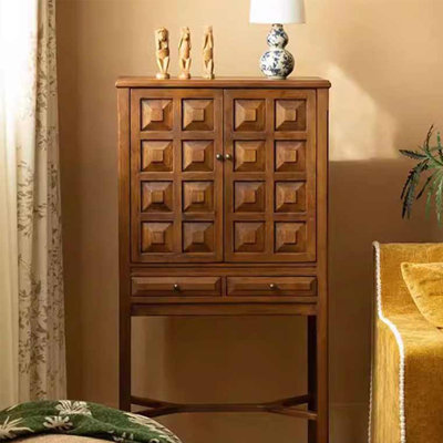 French retro solid wood carved sideboard