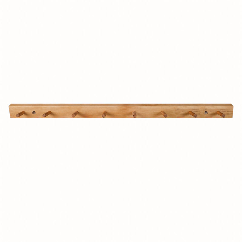 Wall Mounted Coat Rack, Natural Hickory, 2" H x 11.75" W x 0.75" D