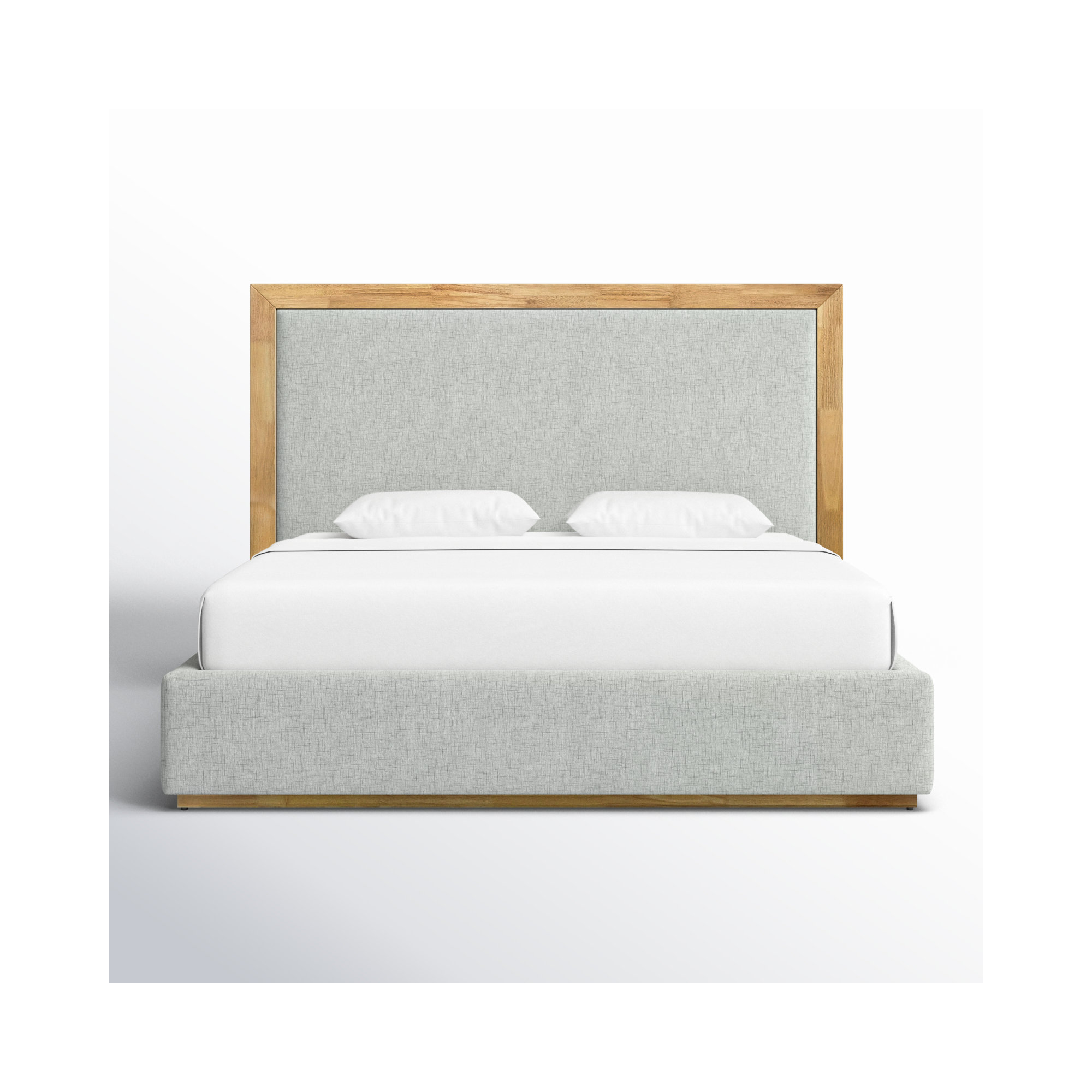 Reanna Upholstered Bed, Natural Wood/Gray, California King