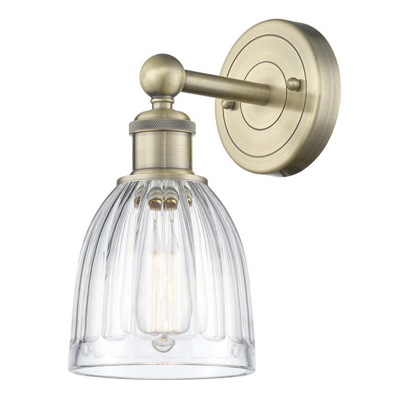 Caroleen Armed Sconce, Clear, Antique Brass