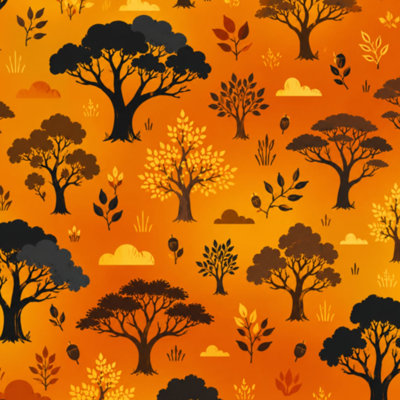 Panneau adhésif peler et coller silhouette arbre vibrant coucher de soleil orange coucher de soleil l 17,7 po x H 118 po auto-adhésif amovible