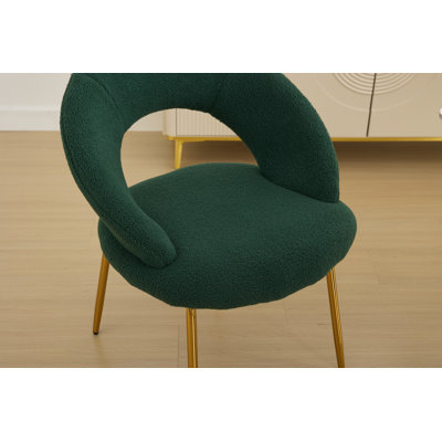 Teddy Fabric Dining Chair with Curved Backrest and Metal Legs for Kitchen or Dining Room