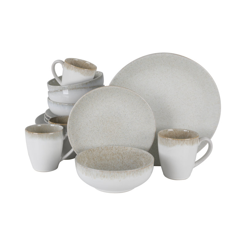 Gibson Elite Kashmir 16 Piece Dinnerware Set, Service for 4, Sand