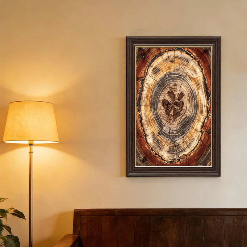 Art mural sur toile rétro avec anneaux d'arbre, 24"H x 16"W