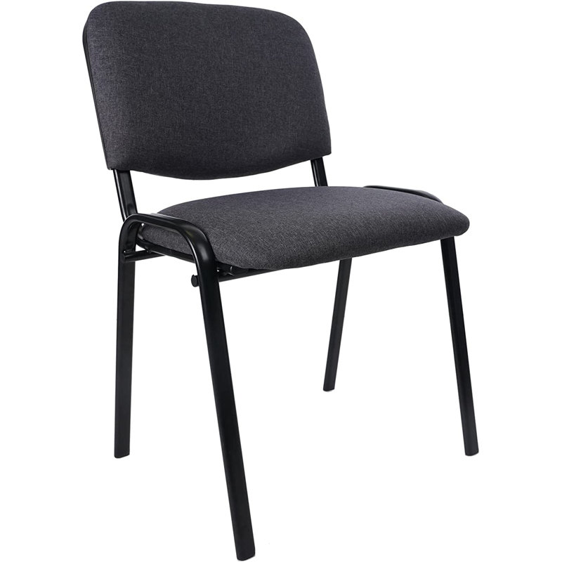 Gray Fabric Stackable Chair with Metal Frame and Lumbar Support