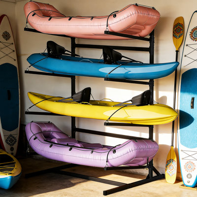 Support de rangement pour kayaks, supports de rangement robustes pour le garage et le rangement extérieur, support de rangement pour kayak, canot, planche de surf et planche à pagaie