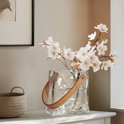 Liora Carry 6.5" Clear Textured Glass Handbag Vase