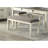 48" Bench With Antique White Finish For Dining - Upholstered Gray Textured Seat, 300Lbs Weight Capacity, Wooden Construction Seat Fabric, 16.5" Depth,