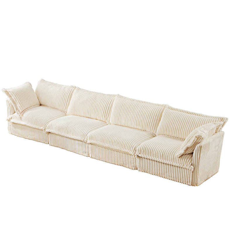 Canapé rembourré, 34.6" H x 156.6" W x 33" D, 4, Cream