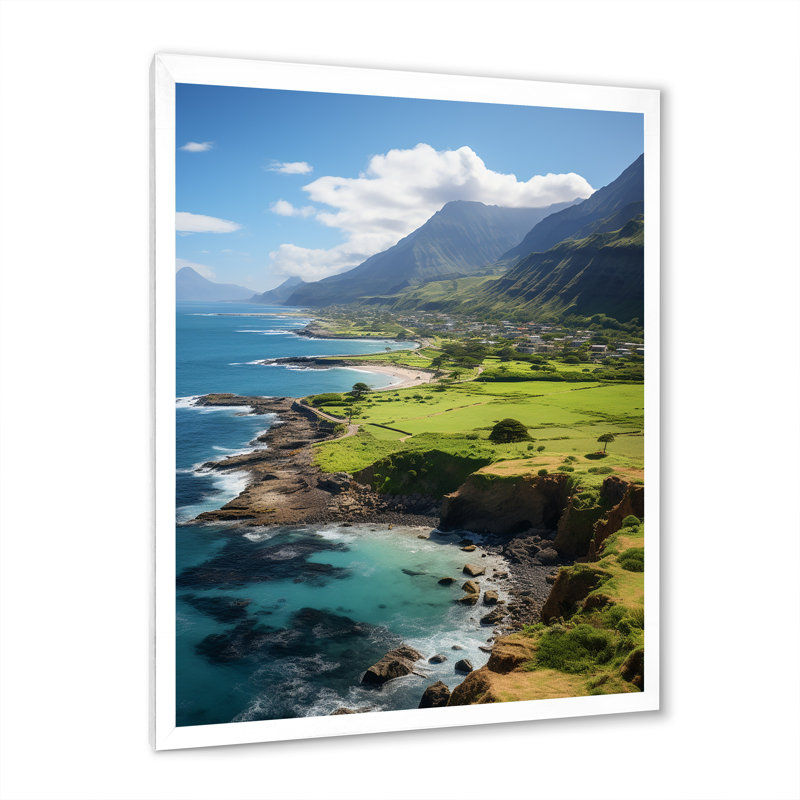 Hawaï, paysage d'Hawaï II - art mural d'Hawaï, H 32 po x l 24 po x P 1 po, Cadre simple blanc