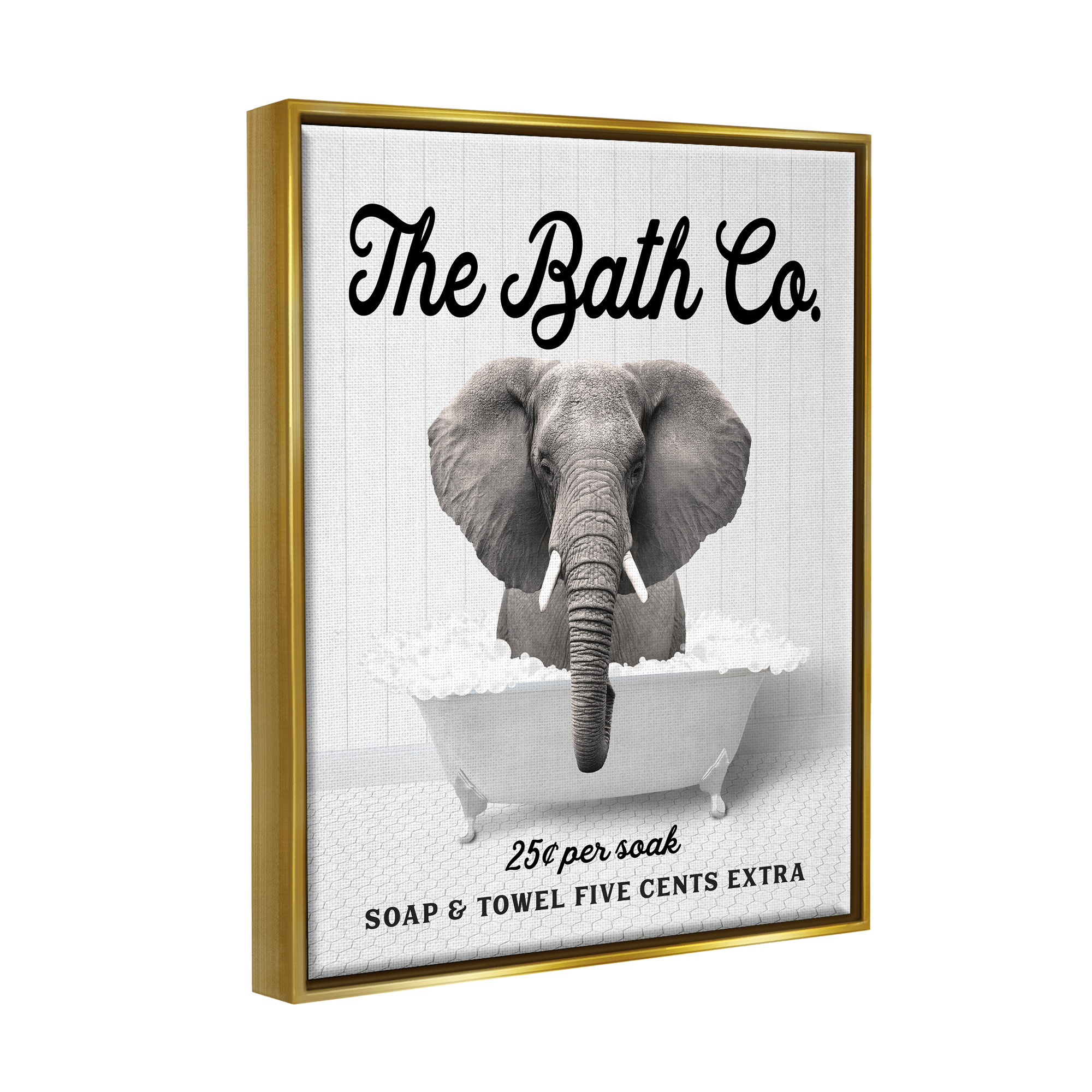 Trinx Bubble Bathtub Elephant Framed Floater Canvas Wall Art Design By ...
