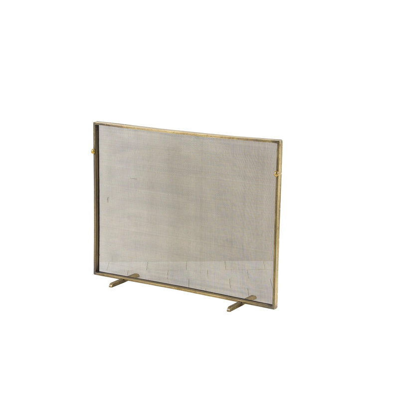Gita Iron Fireplace Screen, Antique Brass