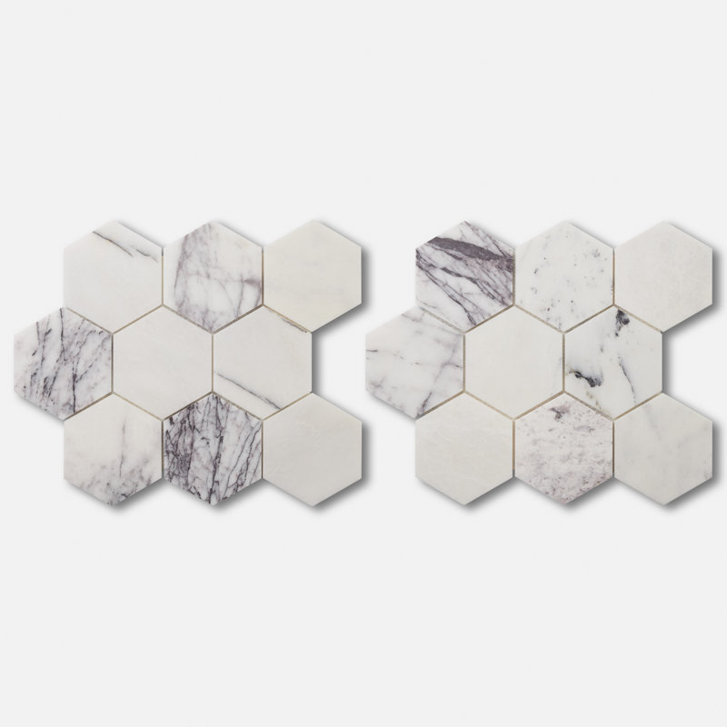 Lilac Premium 4” Hexagon Honed Marble Mosaic Tile