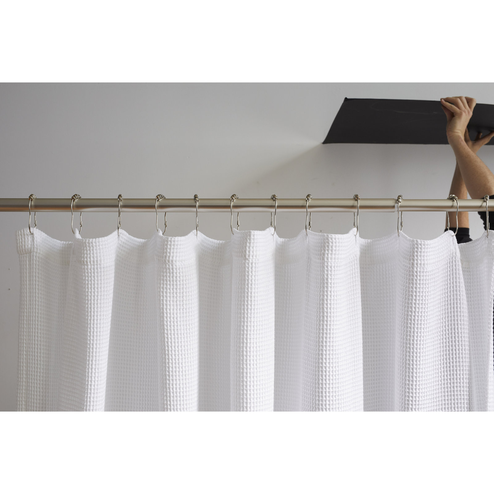 Waffle 100% Organic Cotton Shower Curtain, Alpine White