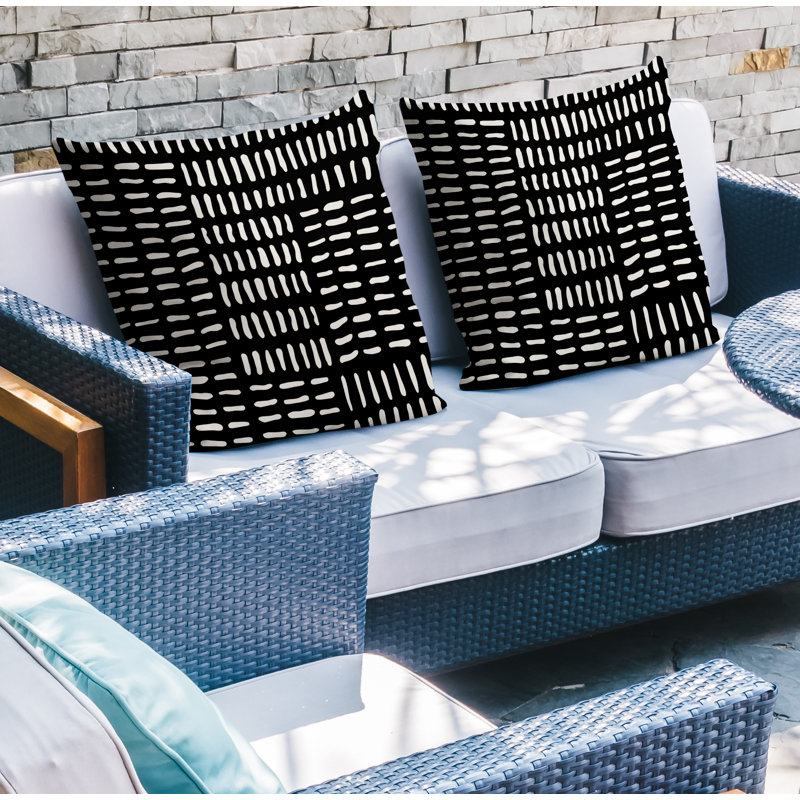 Outdoor Reversible Throw Pillow, 19W" x 19H", Black